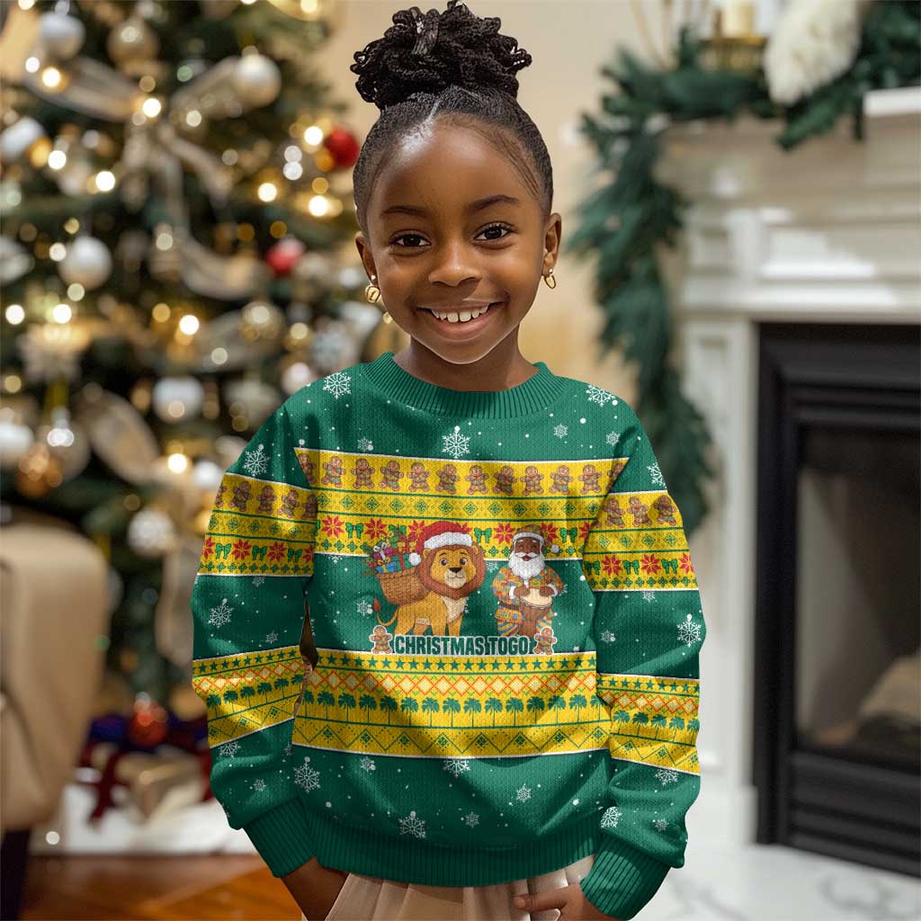Togo Christmas Kid Ugly Christmas Sweater African Santa Lion Drummer Gingerbread - African Pride
