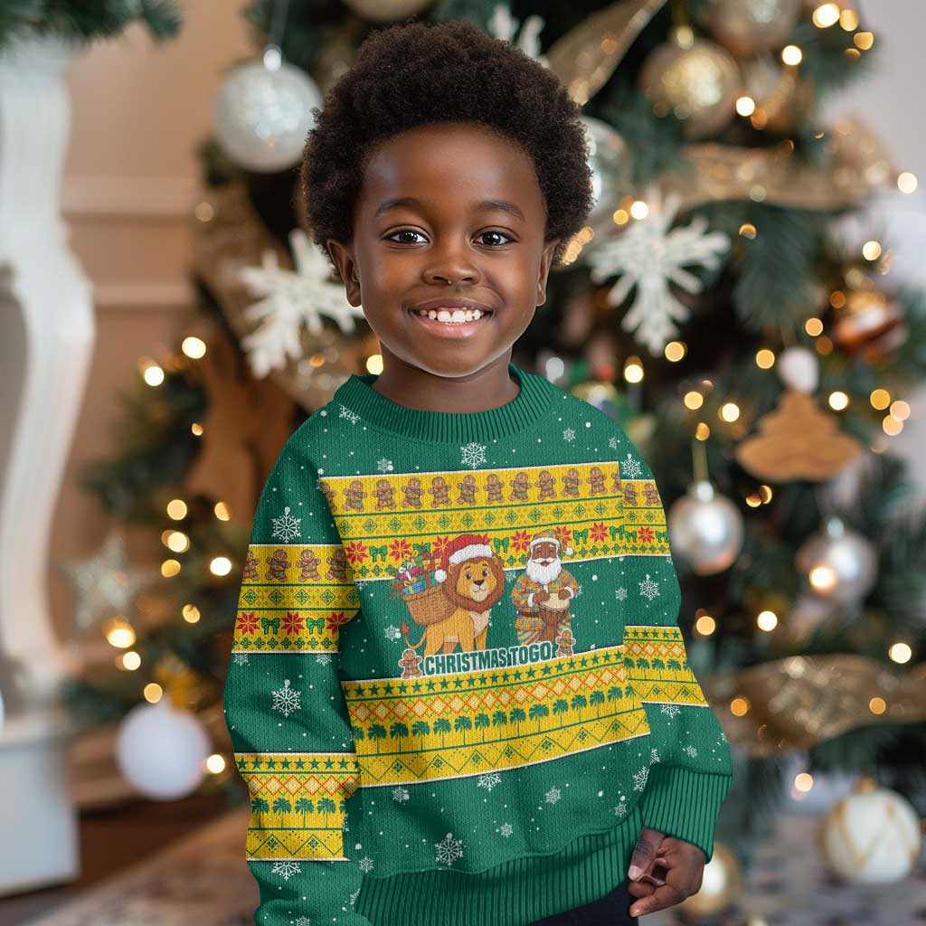 Togo Christmas Kid Ugly Christmas Sweater African Santa Lion Drummer Gingerbread - African Pride