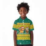 Togo Christmas Kid Polo Shirt African Santa Lion Drummer Gingerbread - African Pride