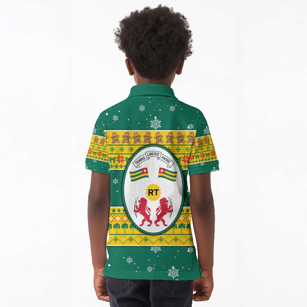 Togo Christmas Kid Polo Shirt African Santa Lion Drummer Gingerbread - African Pride