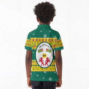 Togo Christmas Kid Polo Shirt African Santa Lion Drummer Gingerbread - African Pride