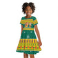 Togo Christmas Kid Short Sleeve Dress African Santa Lion Drummer Gingerbread - African Pride