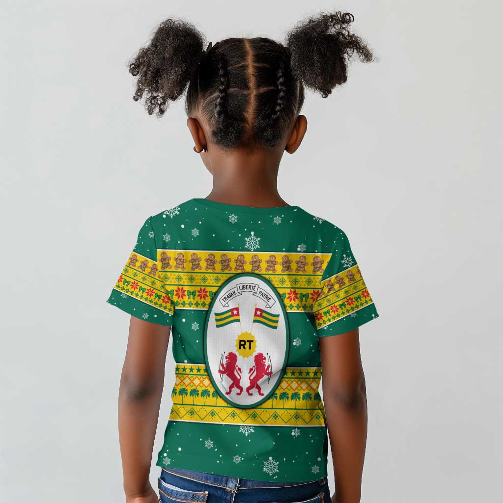 Togo Christmas Kid T shirt African Santa Lion Drummer Gingerbread - African Pride
