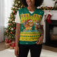Togo Christmas Knitted V-Neck Vest African Santa Lion Drummer Gingerbread - African Pride