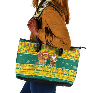 Togo Christmas Leather Tote Bag African Santa Lion Drummer Gingerbread - African Pride