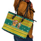 Togo Christmas Leather Tote Bag African Santa Lion Drummer Gingerbread - African Pride