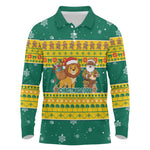 Togo Christmas Long Sleeve Polo Shirt African Santa Lion Drummer Gingerbread - African Pride