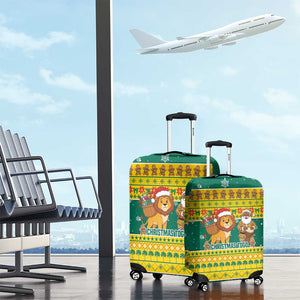 Togo Christmas Luggage Cover African Santa Lion Drummer Gingerbread - African Pride