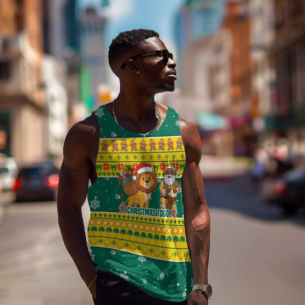Togo Christmas Men Tank Top African Santa Lion Drummer Gingerbread - African Pride
