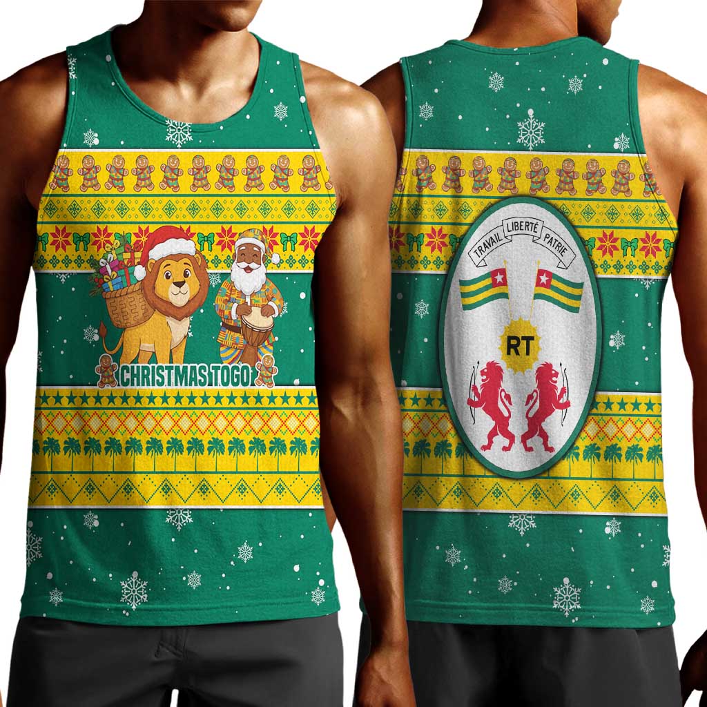 Togo Christmas Men Tank Top African Santa Lion Drummer Gingerbread - African Pride