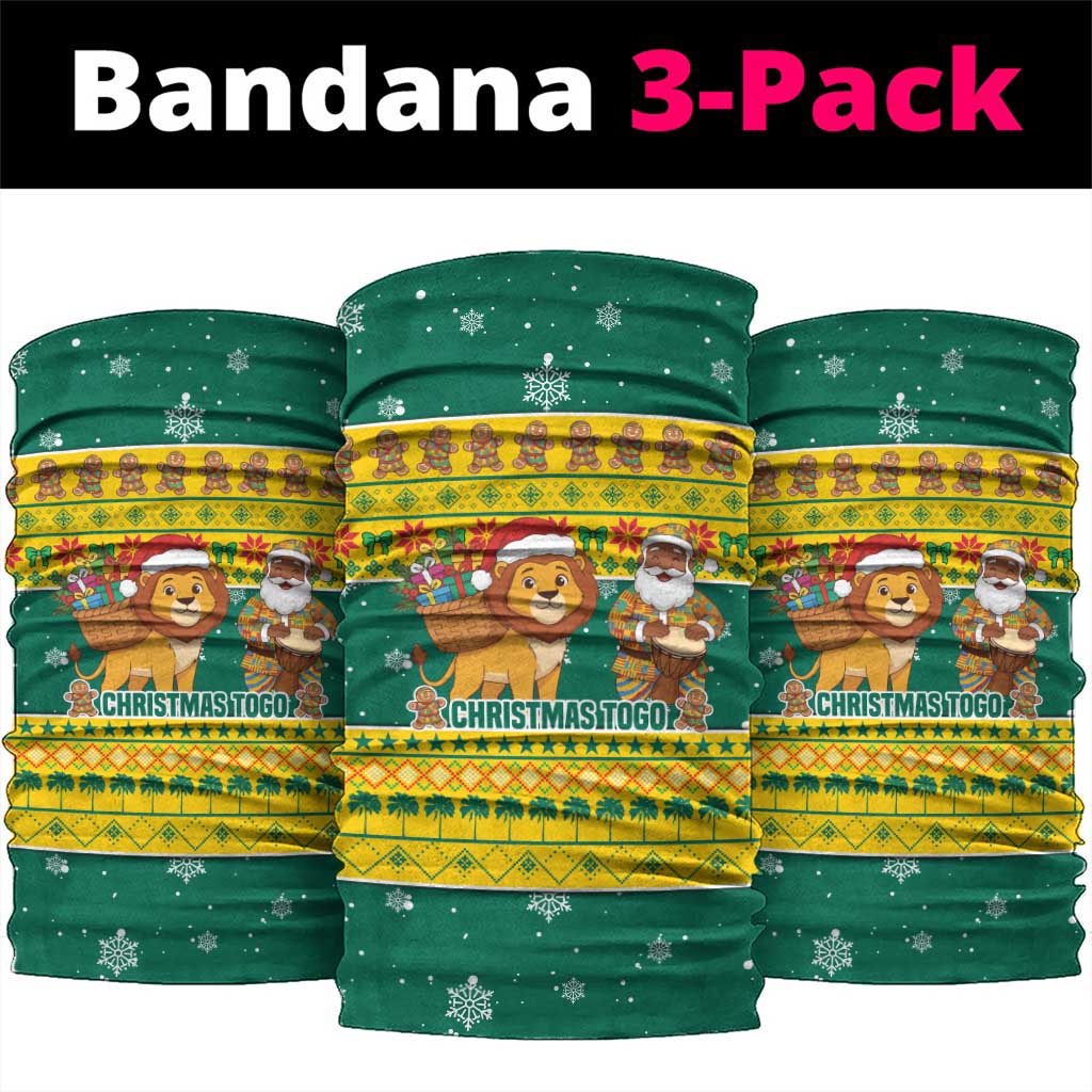 Togo Christmas Neck Gaiter African Santa Lion Drummer Gingerbread - African Pride