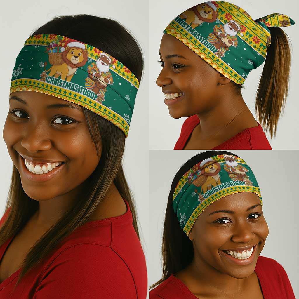 Togo Christmas Neck Gaiter African Santa Lion Drummer Gingerbread - African Pride