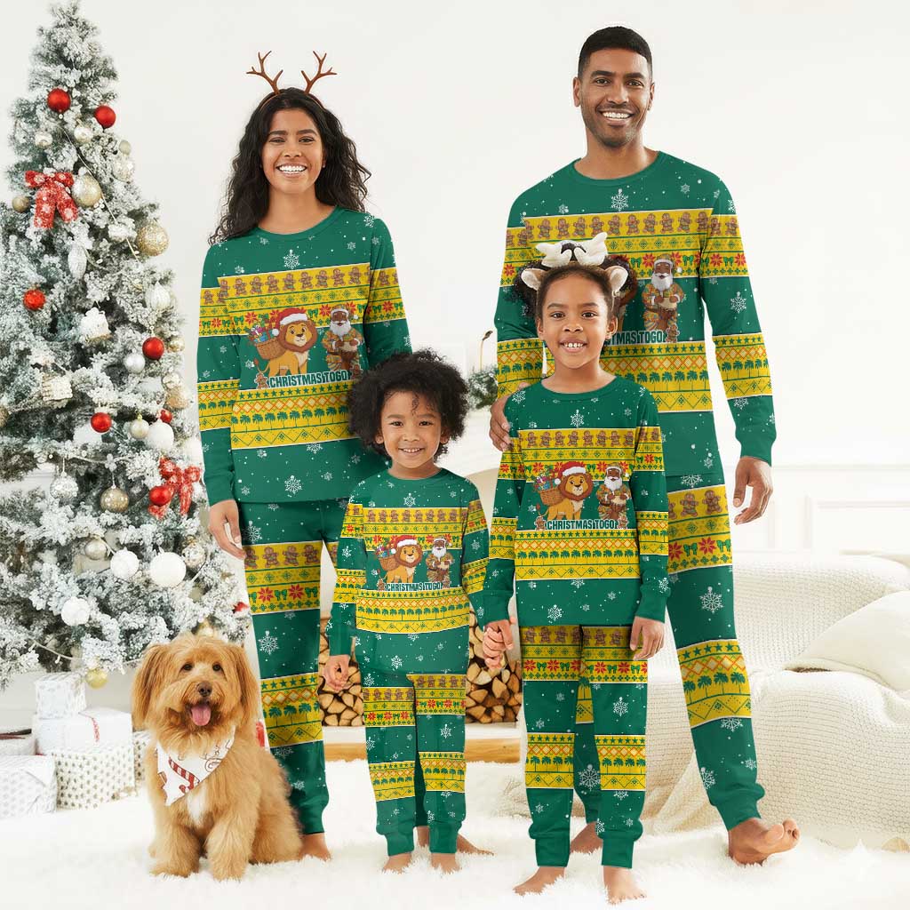 Togo Christmas Pajama Set African Santa Lion Drummer Gingerbread - African Pride