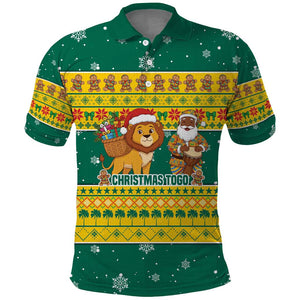 Togo Christmas Polo Shirt African Santa Lion Drummer Gingerbread - African Pride