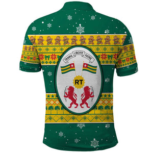 Togo Christmas Polo Shirt African Santa Lion Drummer Gingerbread - African Pride
