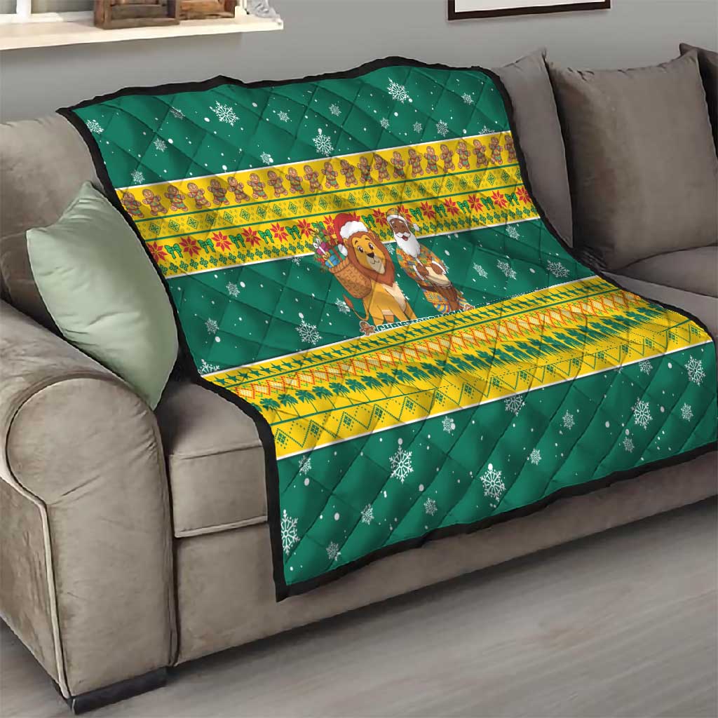 Togo Christmas Quilt African Santa Lion Drummer Gingerbread - African Pride