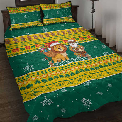 Togo Christmas Quilt Bed Set African Santa Lion Drummer Gingerbread - African Pride