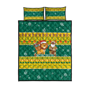 Togo Christmas Quilt Bed Set African Santa Lion Drummer Gingerbread - African Pride