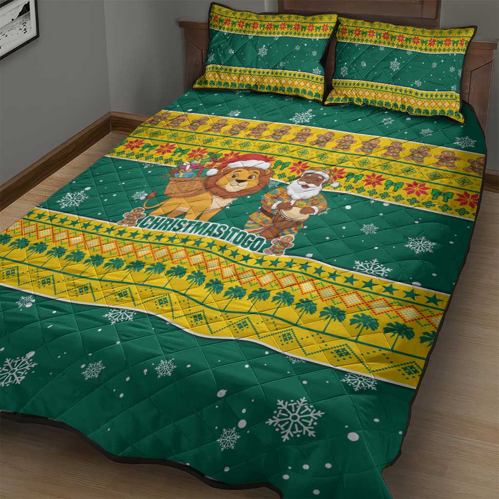 Togo Christmas Quilt Bed Set African Santa Lion Drummer Gingerbread - African Pride