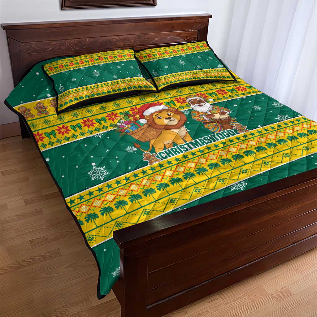 Togo Christmas Quilt Bed Set African Santa Lion Drummer Gingerbread - African Pride