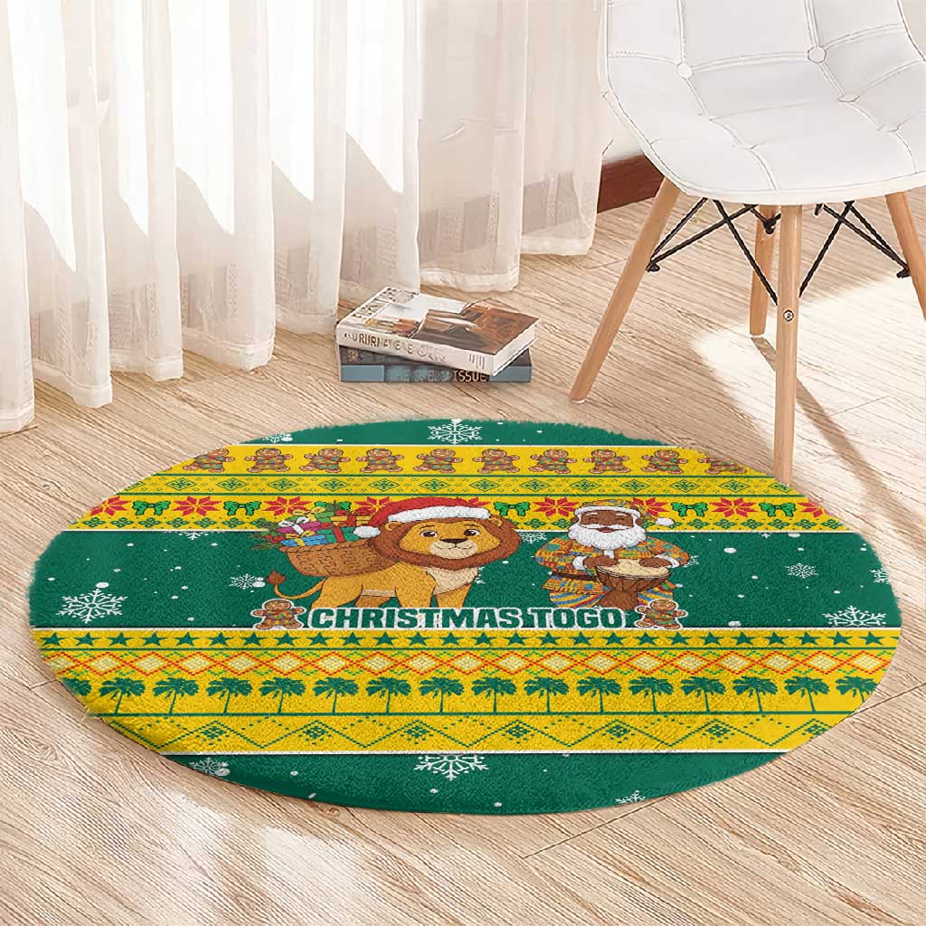 Togo Christmas Round Carpet African Santa Lion Drummer Gingerbread - African Pride