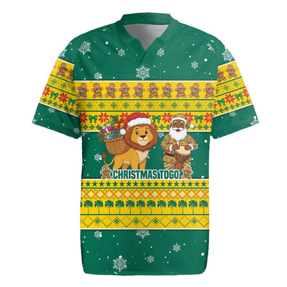 Togo Christmas Rugby Jersey African Santa Lion Drummer Gingerbread - African Pride
