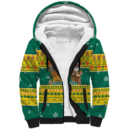 Togo Christmas Sherpa Hoodie African Santa Lion Drummer Gingerbread - African Pride
