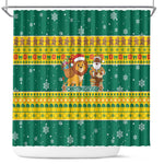 Togo Christmas Shower Curtain African Santa Lion Drummer Gingerbread - African Pride