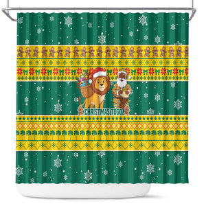 Togo Christmas Shower Curtain African Santa Lion Drummer Gingerbread - African Pride