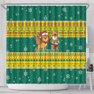 Togo Christmas Shower Curtain African Santa Lion Drummer Gingerbread - African Pride