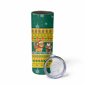 Togo Christmas Skinny Tumbler African Santa Lion Drummer Gingerbread - African Pride