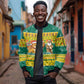 Togo Christmas Sleeve Zip Bomber Jacket African Santa Lion Drummer Gingerbread - African Pride