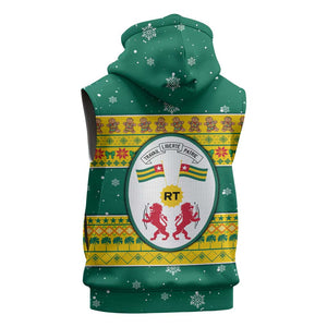 Togo Christmas Sleeveless Hoodie African Santa Lion Drummer Gingerbread - African Pride