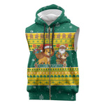 Togo Christmas Sleeveless Zip Hoodie African Santa Lion Drummer Gingerbread - African Pride