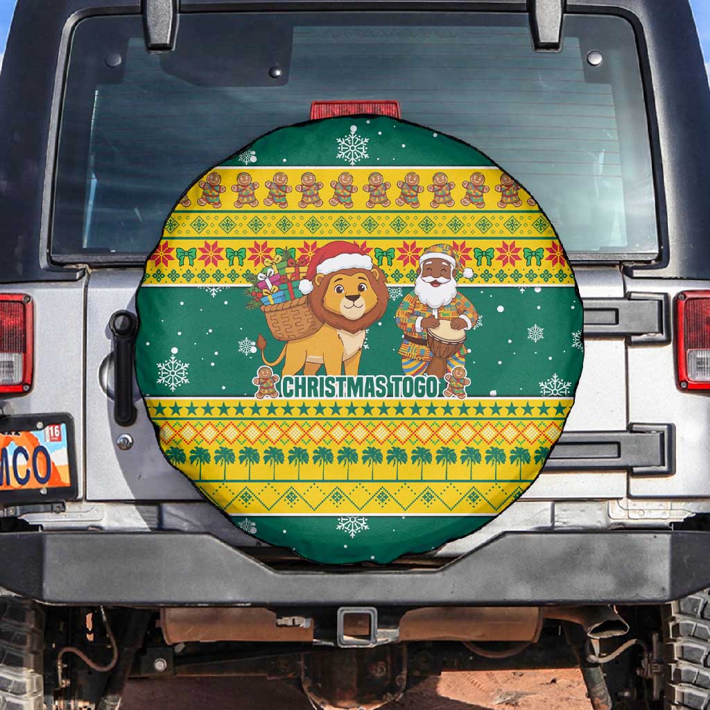 Togo Christmas Spare Tire Cover African Santa Lion Drummer Gingerbread - African Pride