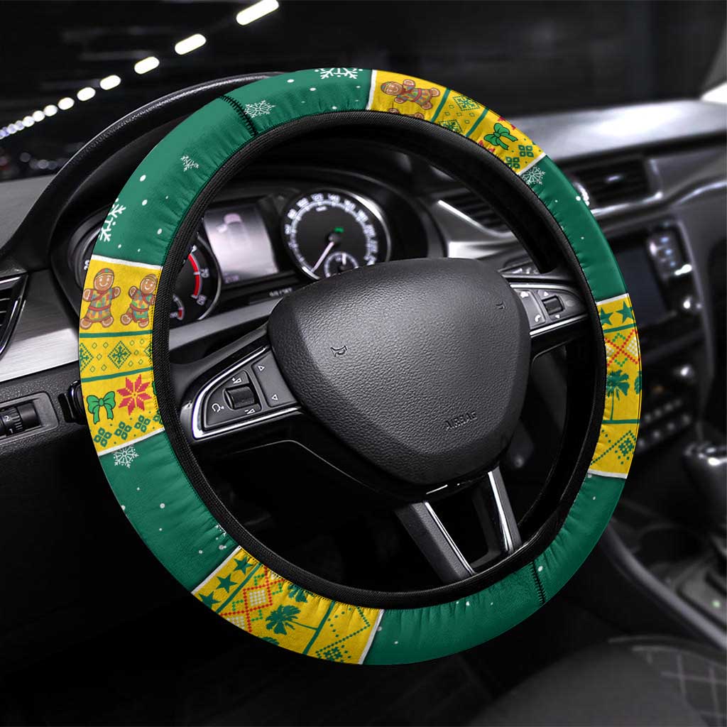 Togo Christmas Steering Wheel Cover African Santa Lion Drummer Gingerbread - African Pride