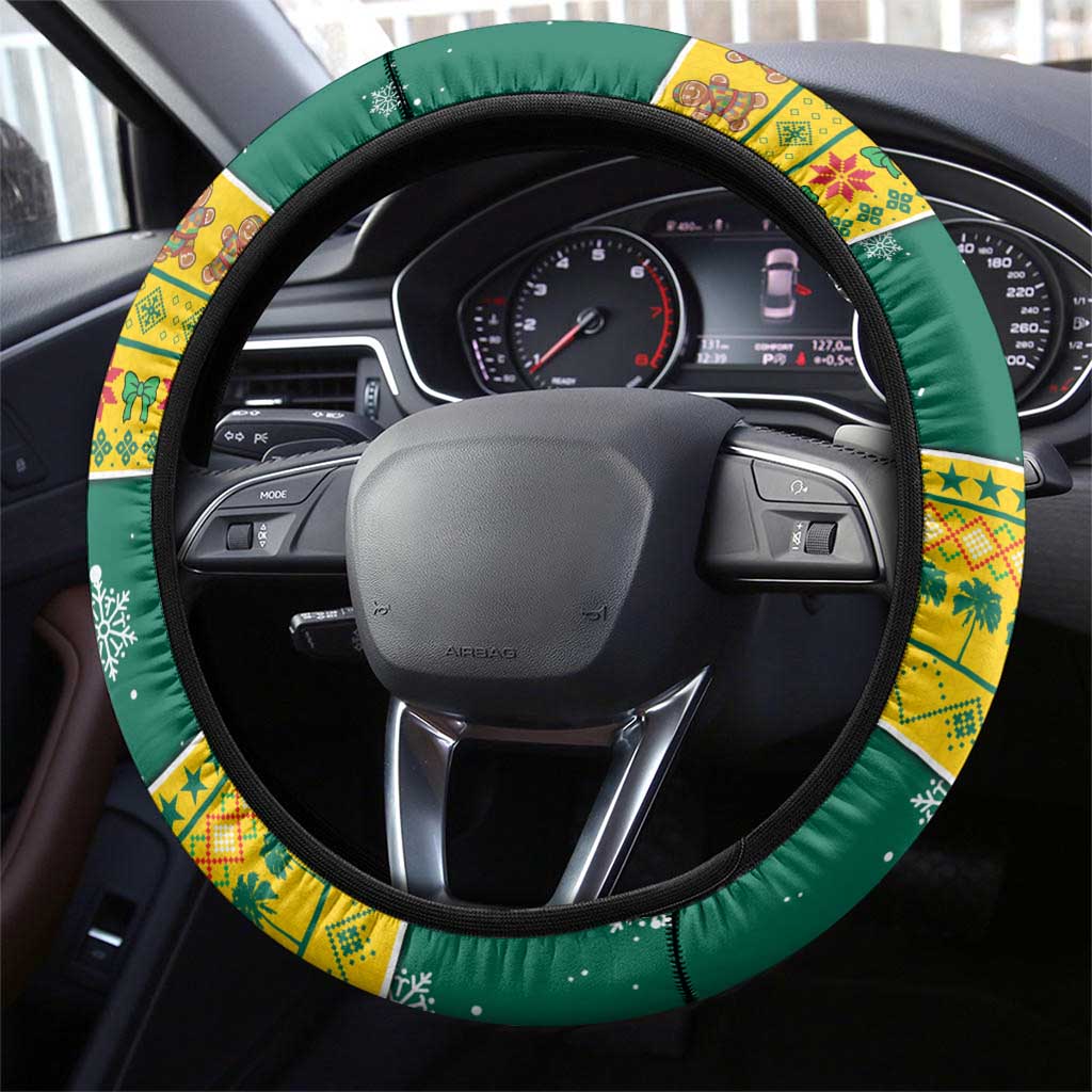 Togo Christmas Steering Wheel Cover African Santa Lion Drummer Gingerbread - African Pride