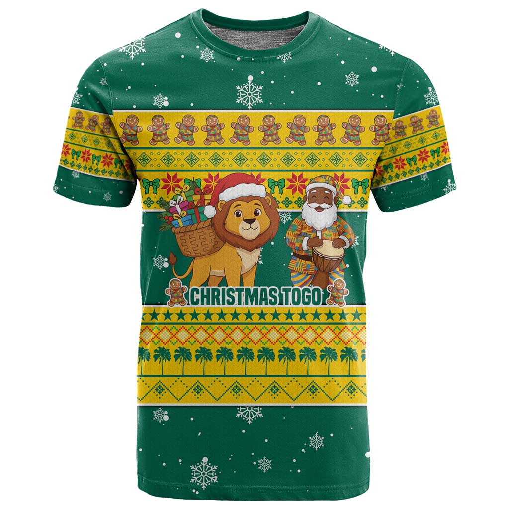 Togo Christmas T shirt African Santa Lion Drummer Gingerbread - African Pride