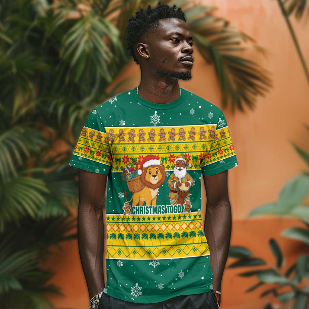 Togo Christmas T shirt African Santa Lion Drummer Gingerbread - African Pride