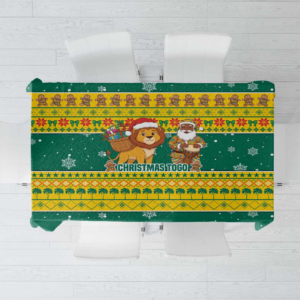 Togo Christmas Tablecloth African Santa Lion Drummer Gingerbread - African Pride