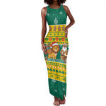 Togo Christmas Tank Maxi Dress African Santa Lion Drummer Gingerbread - African Pride