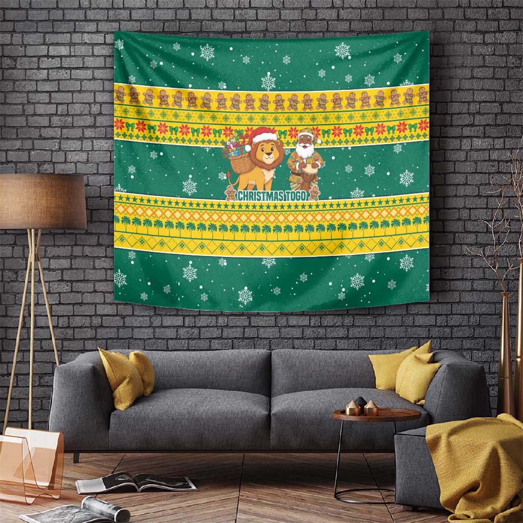 Togo Christmas Tapestry African Santa Lion Drummer Gingerbread - African Pride