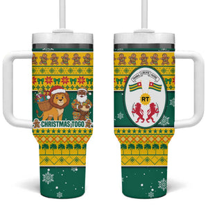 Togo Christmas Tumbler With Handle African Santa Lion Drummer Gingerbread - African Pride