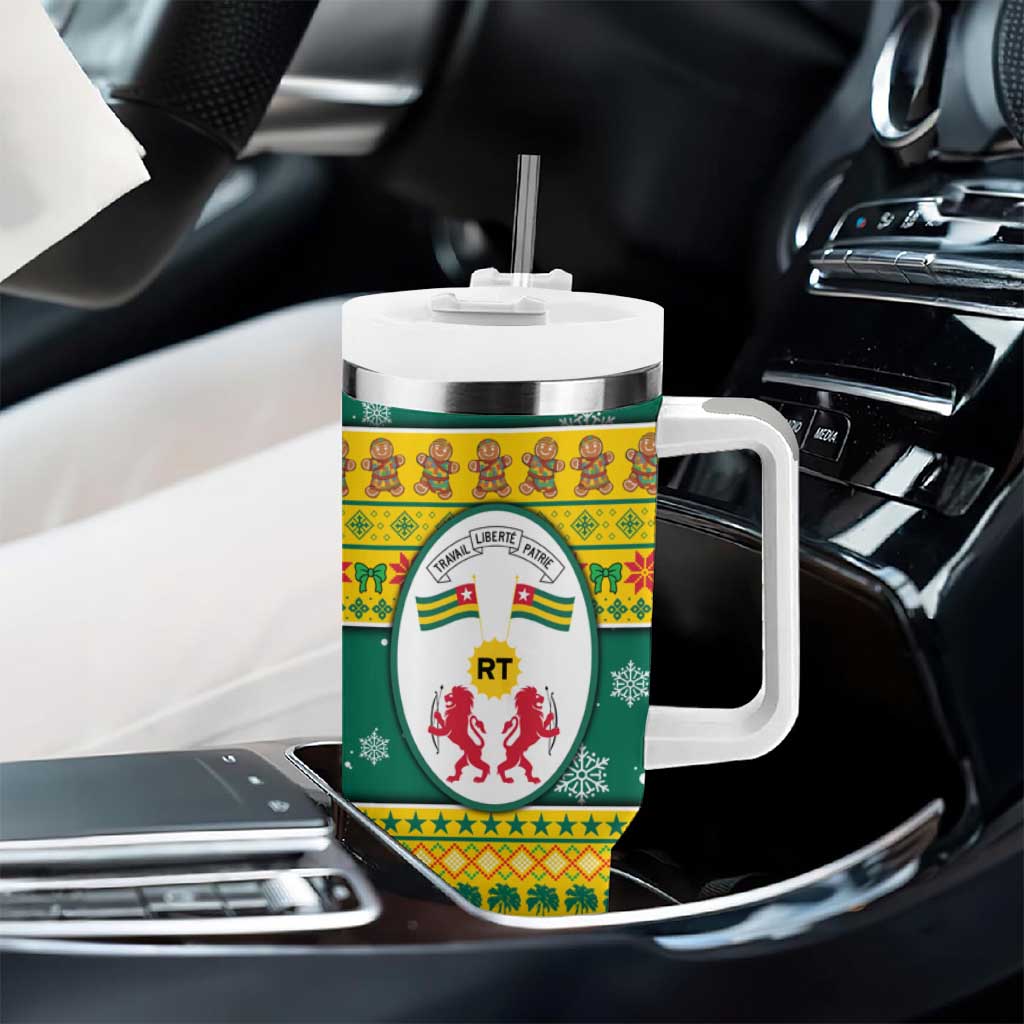 Togo Christmas Tumbler With Handle African Santa Lion Drummer Gingerbread - African Pride