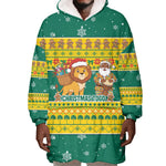 Togo Christmas Wearable Blanket Hoodie African Santa Lion Drummer Gingerbread - African Pride