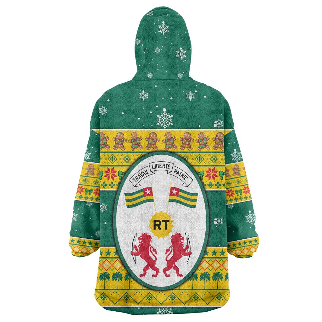 Togo Christmas Wearable Blanket Hoodie African Santa Lion Drummer Gingerbread - African Pride
