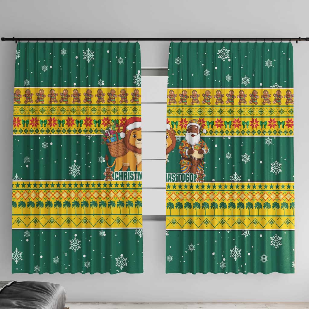 Togo Christmas Window Curtain African Santa Lion Drummer Gingerbread - African Pride