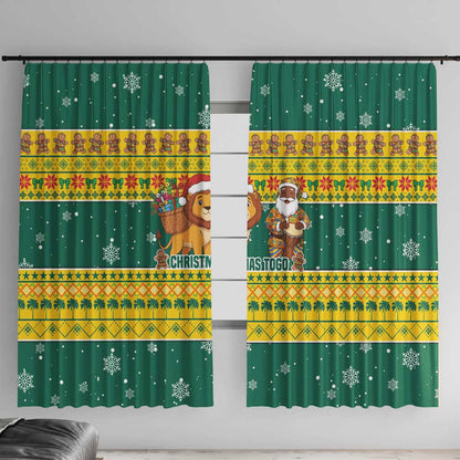 Togo Christmas Window Curtain African Santa Lion Drummer Gingerbread - African Pride