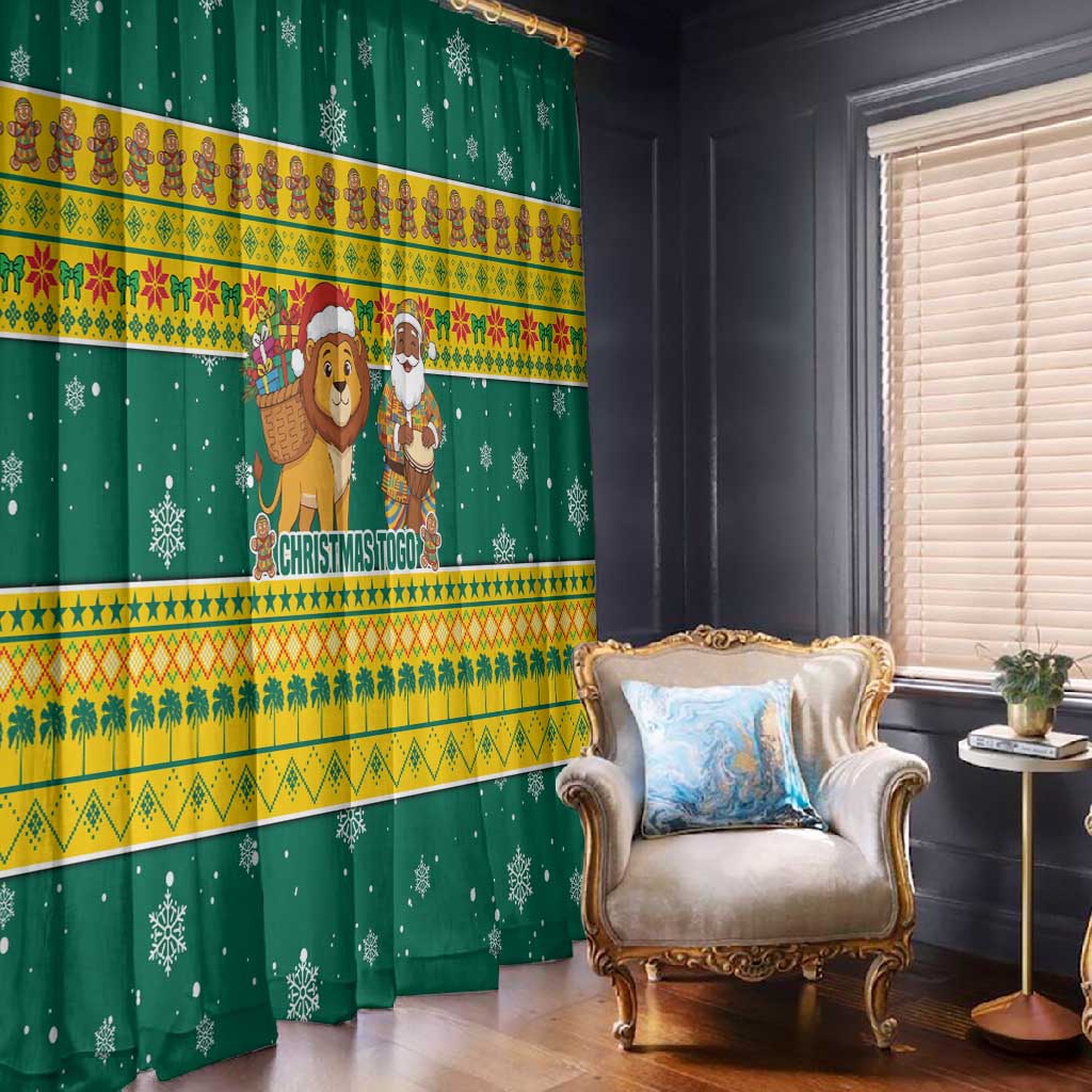 Togo Christmas Window Curtain African Santa Lion Drummer Gingerbread - African Pride