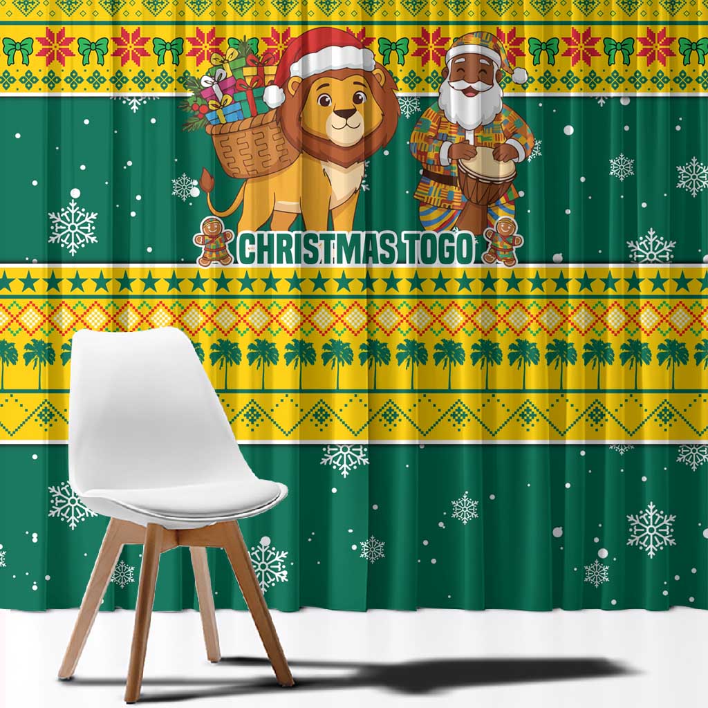 Togo Christmas Window Curtain African Santa Lion Drummer Gingerbread - African Pride